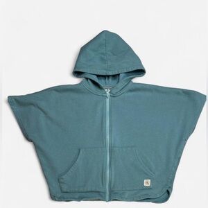 FREE ASSEMBLY hooded Fleece Poncho sweater cotton blend green Girls Size M( 7/8)